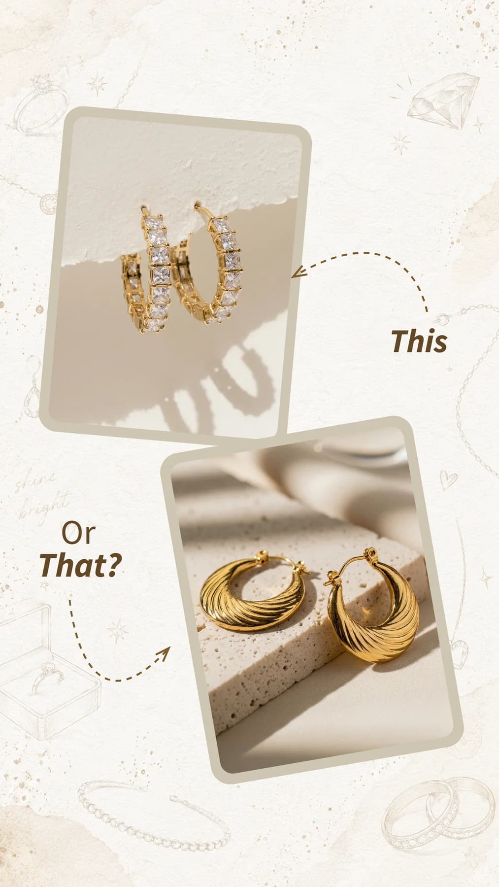 B Classy social campaign comparing two earring designs