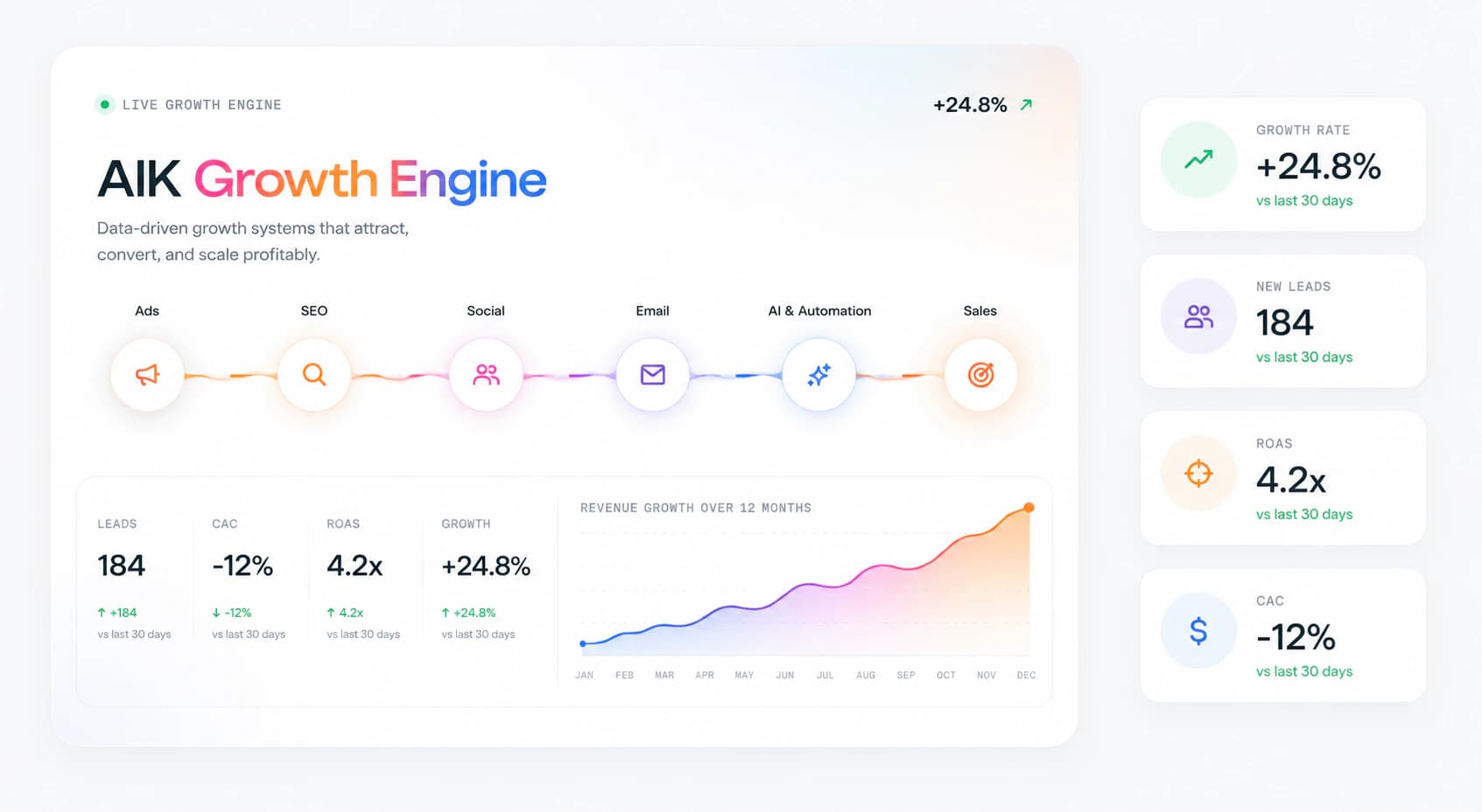 AIK digital growth performance dashboard presentation